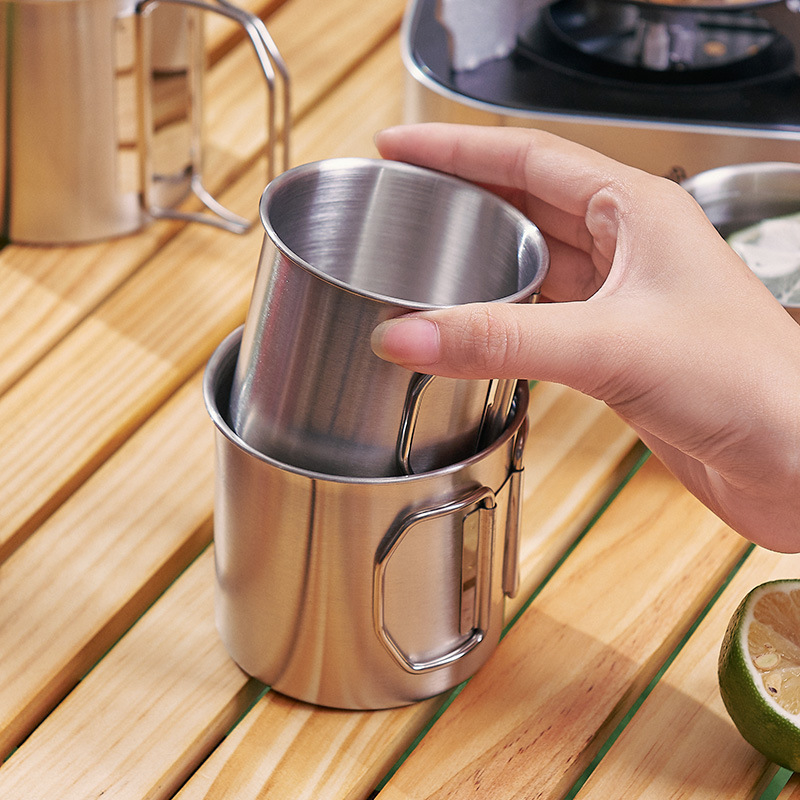 260-660ml Edelstahl Klapp Wasser Tasse Handgepäck outdoor Camping Picknick