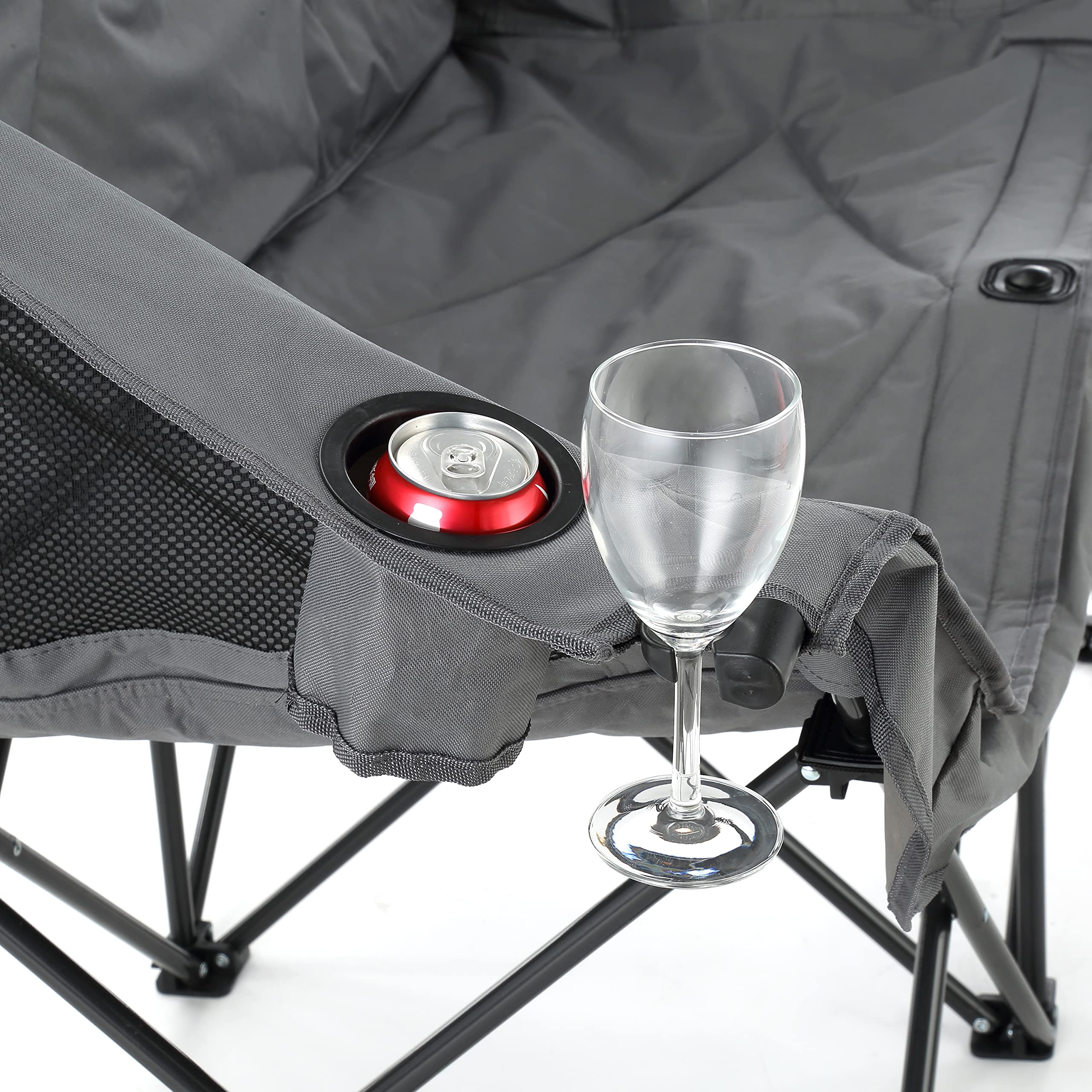 Dicker Camping-Strandstuhl mit Doppelsitz und Armlehne