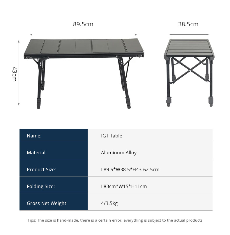 Tragbarer schwarzer IGT-Picknicktisch für Outdoor-Camping-Grillgarten